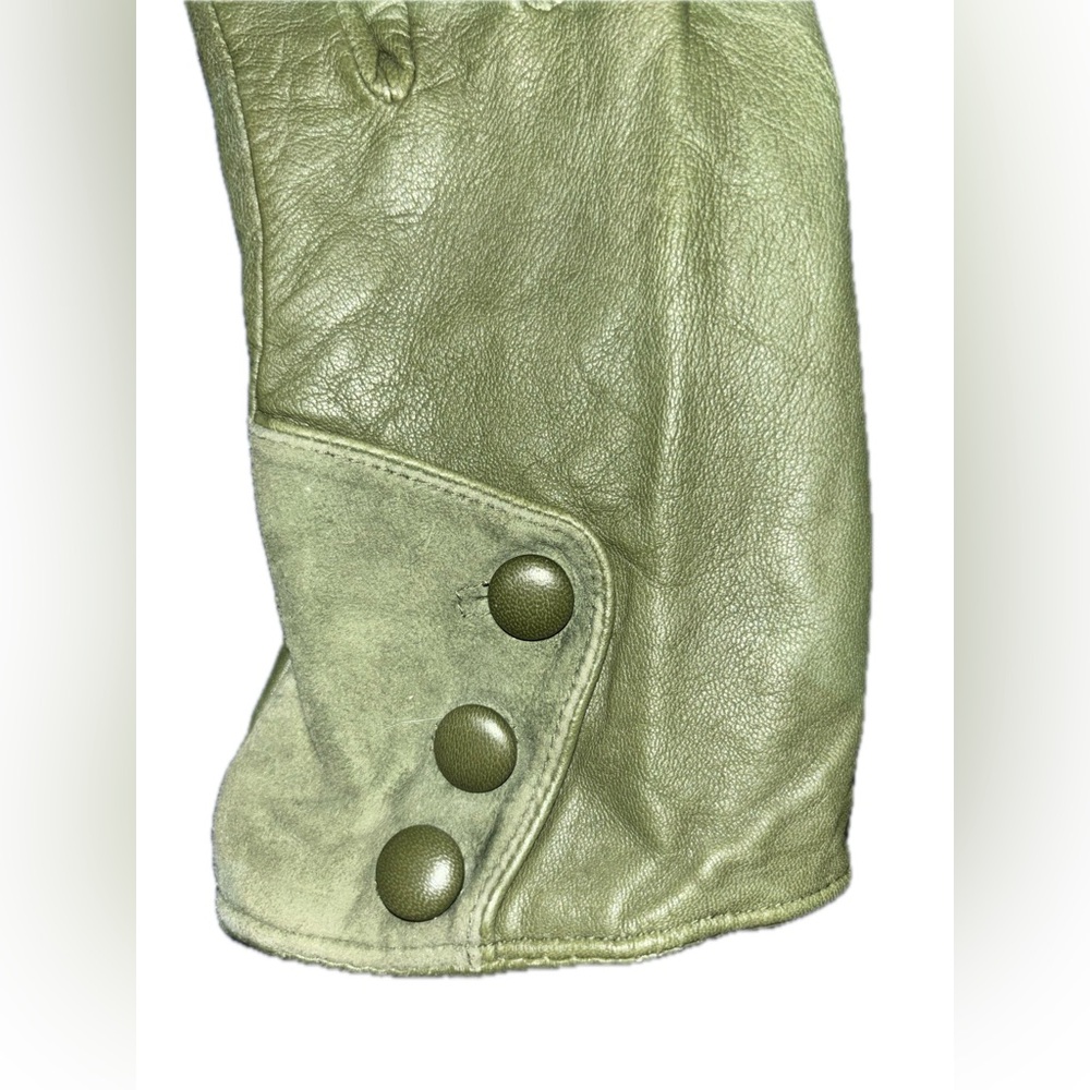 Green Women’s Leather Gloves Size Large - Picture 4 of 7